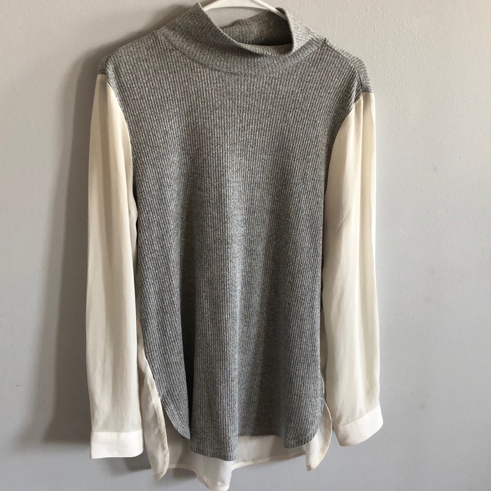 LOFT Mixed Media Turtleneck Sweater